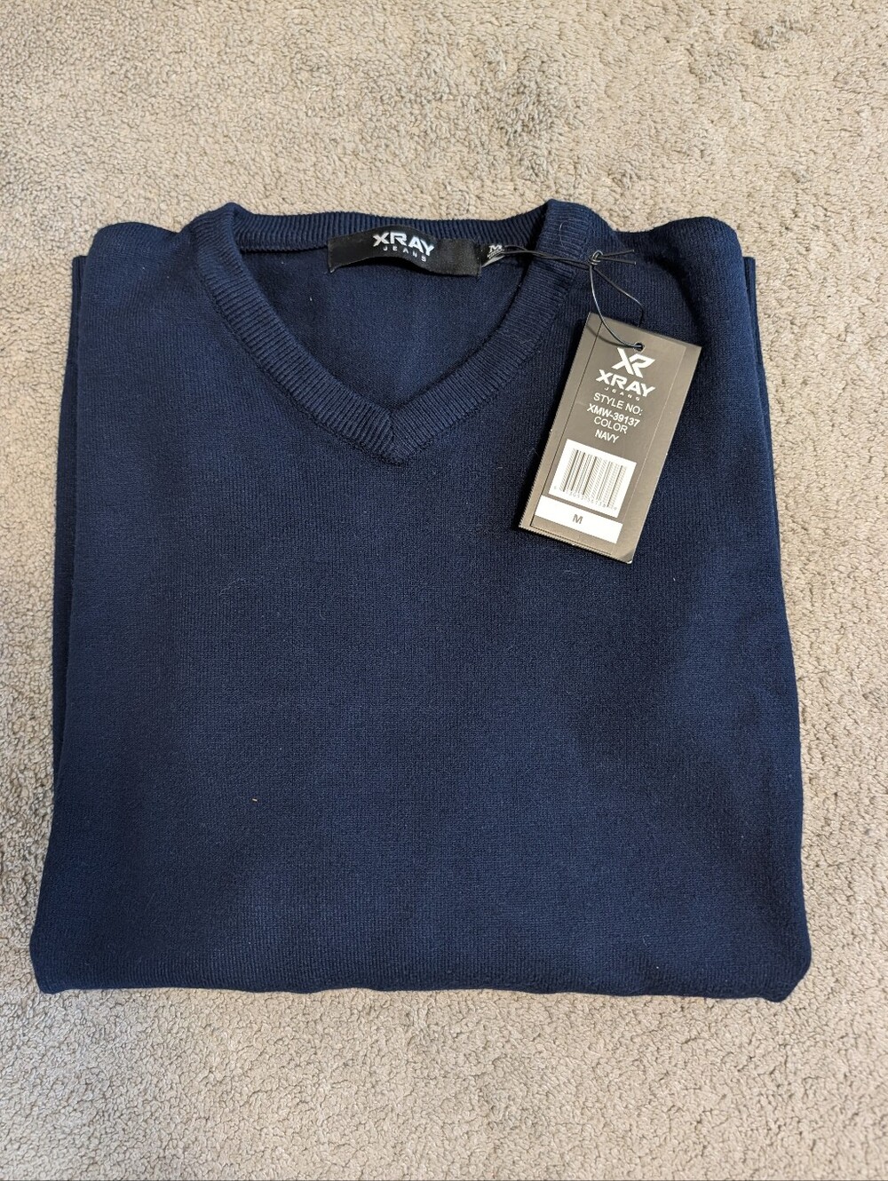 XRay Jeans Men's V-Neck Navy Sweater, Medium